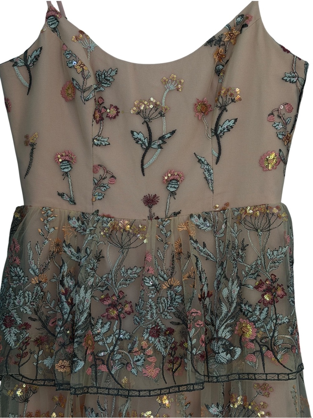 Embroidered Tiered Midi Dress in Dusty Rose - Picture 5 of 7